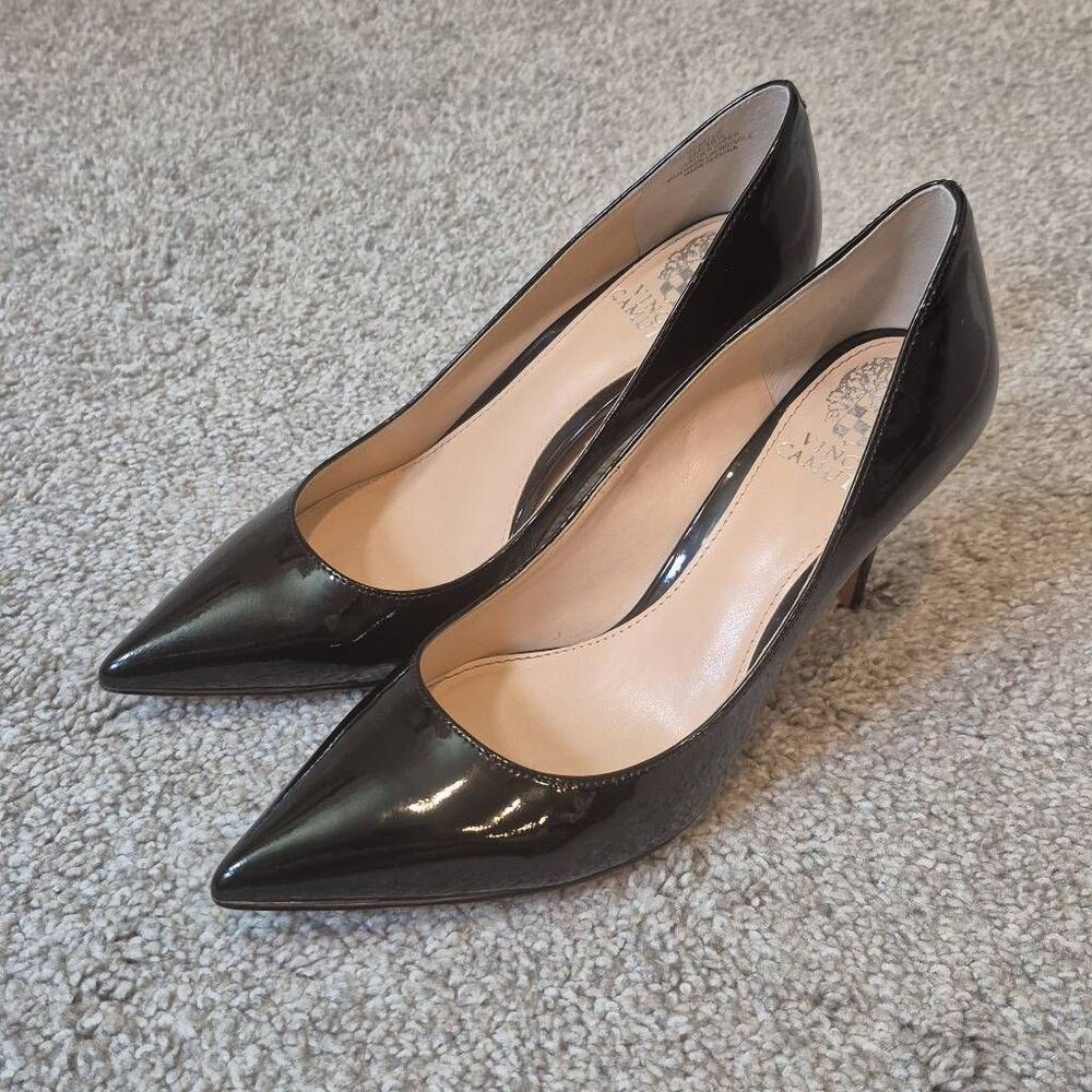 Vince Camuto Pointed Toe Pump Black Patent Leather Size 8